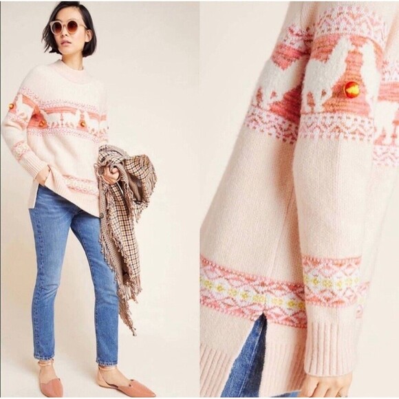 Pink Patterned Women's Sweater - Picture 1 of 7